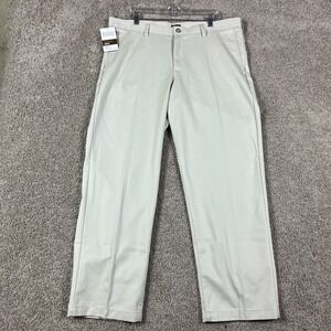 Merona Ultimate Khaki Pants Mens 40x32 Beige Flat Front Classic Fit Casual NEW